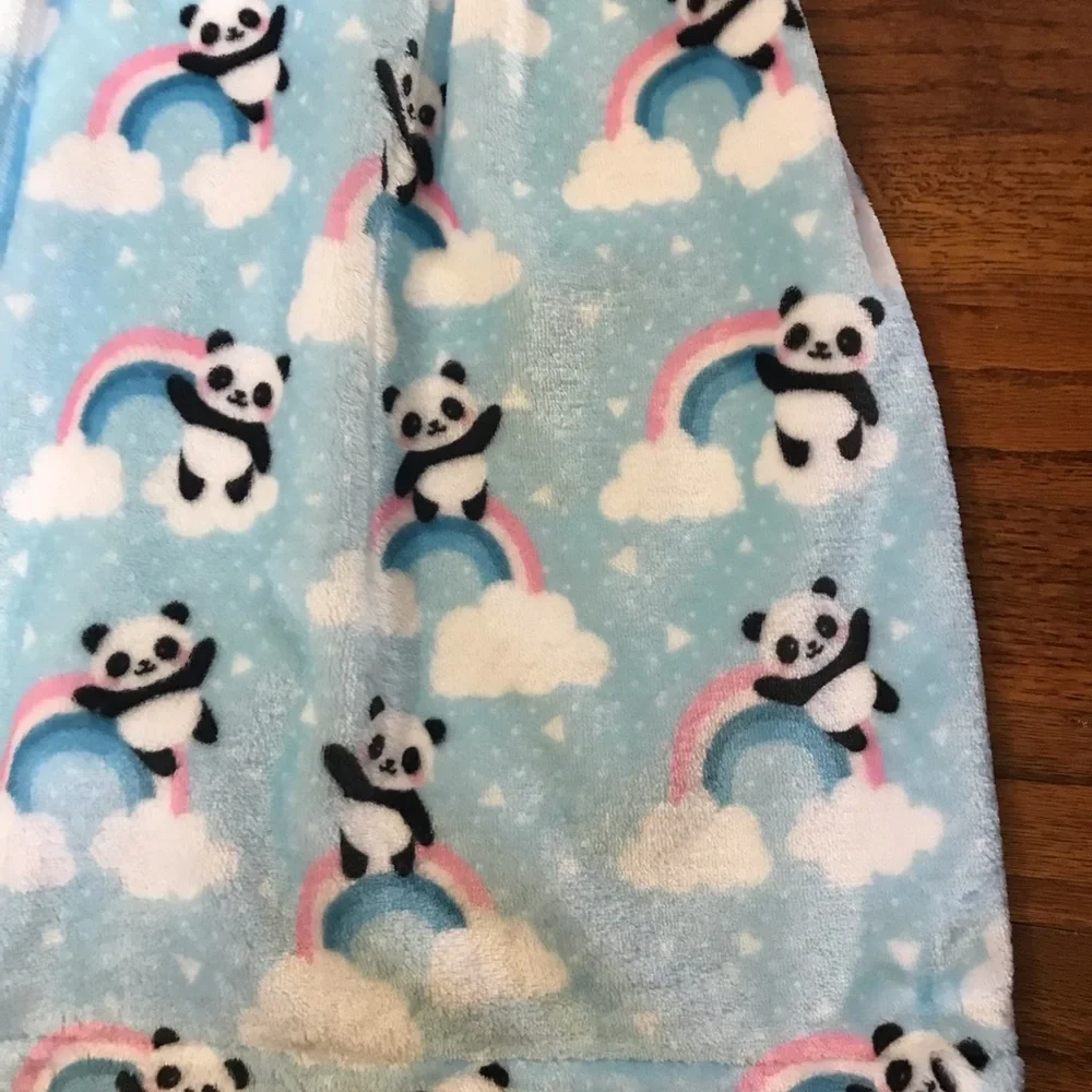 Girls Kids Bath Towel Wrap Cover Headband Hair Wrap Cotton Plush Panda & Rainbow